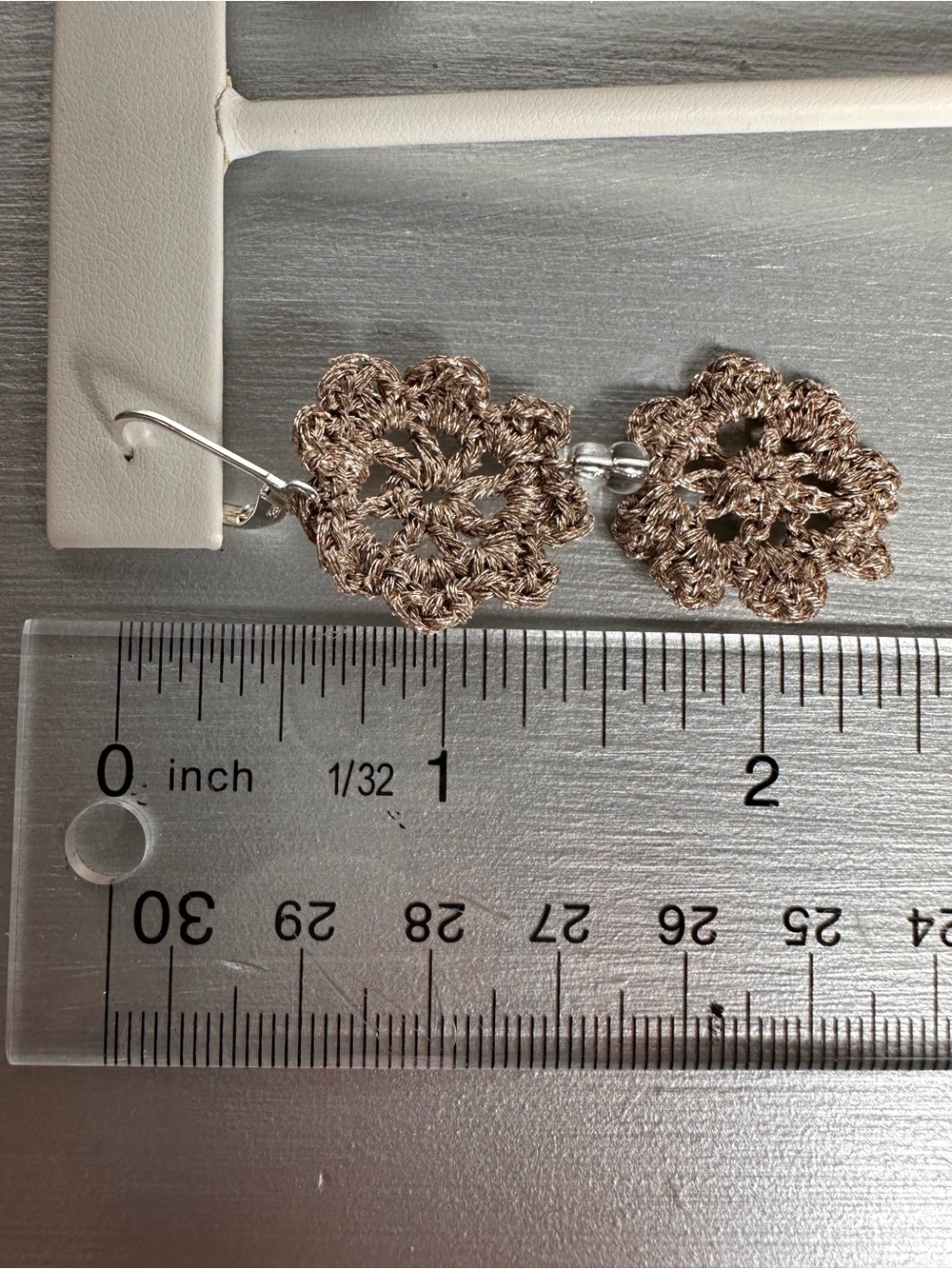 Handmade Crochet Floral Earrings - Picture 2 of 2